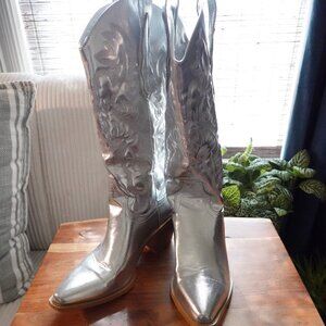 Bieosnli Metallic Cowboy Boots